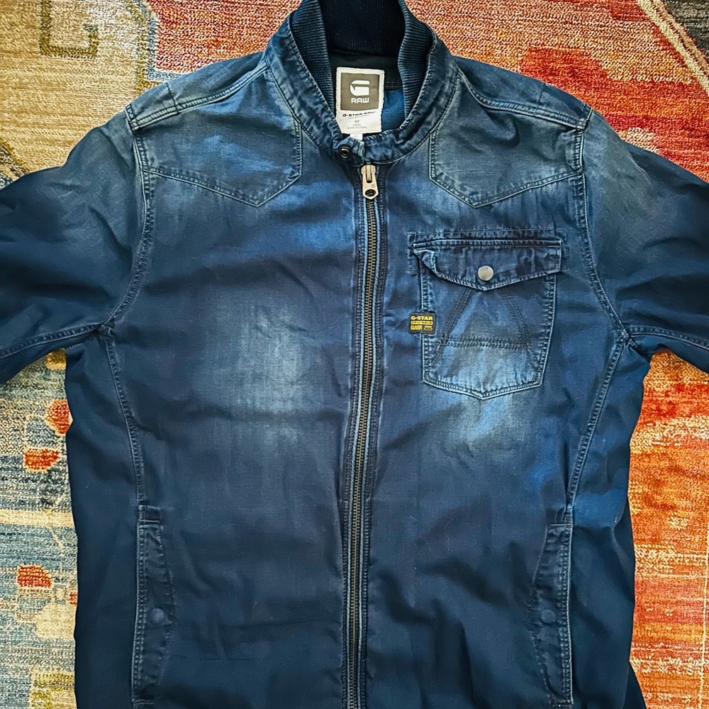 XL Men’s G-Star Dark Wash Raw Denim Crotch Zip Overshirt
